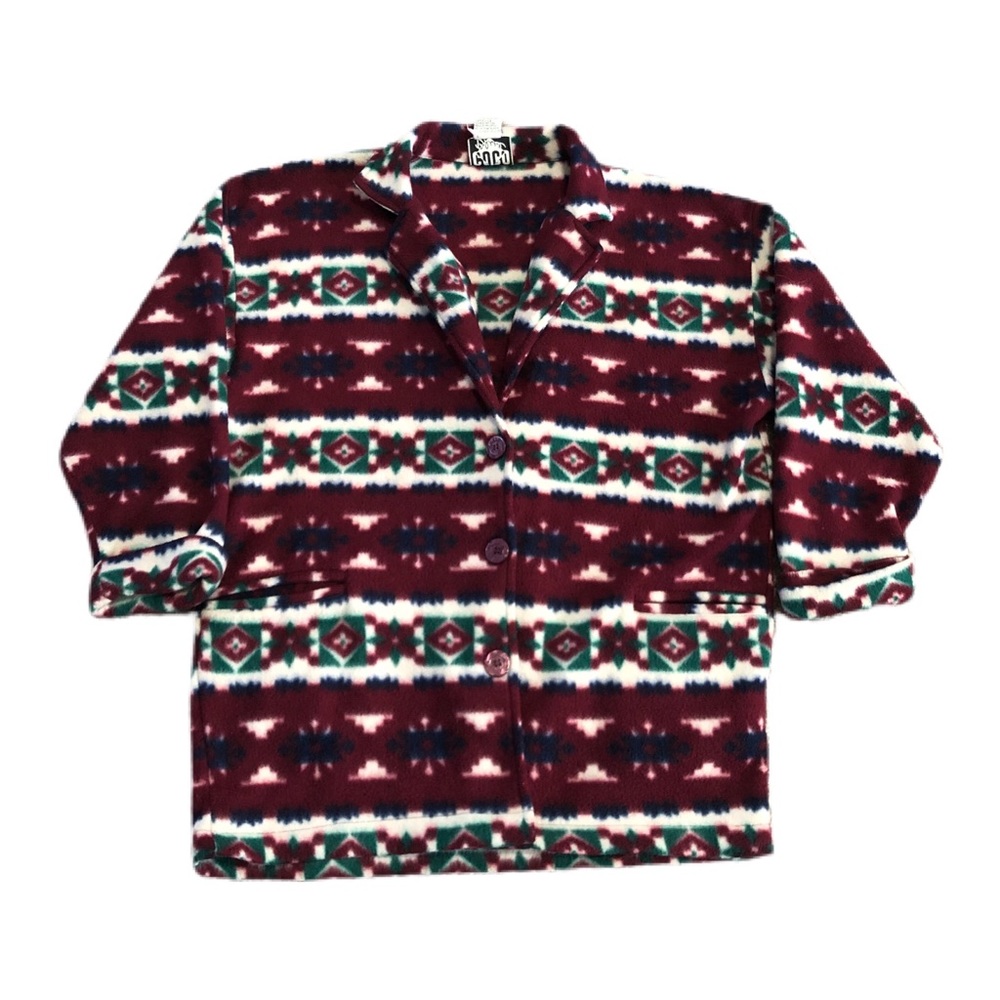 Vintage Coco Blue Aztec Fleece Cardigan